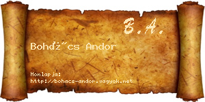 Bohács Andor névjegykártya