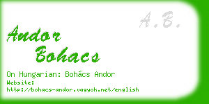 andor bohacs business card