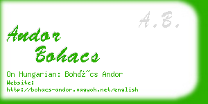 andor bohacs business card